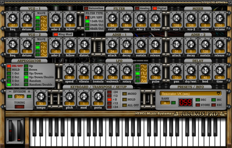 Abakos PRO - free 2 osc analog synth plugin