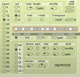 Arp4midi - free Arpeggiator plugin