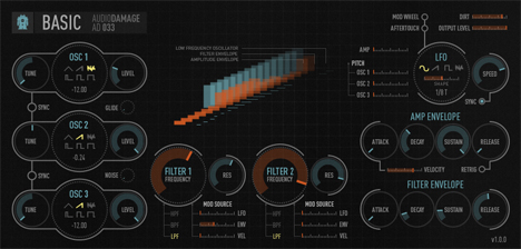 Basic - free 3 oscillator monophonic synth plugin