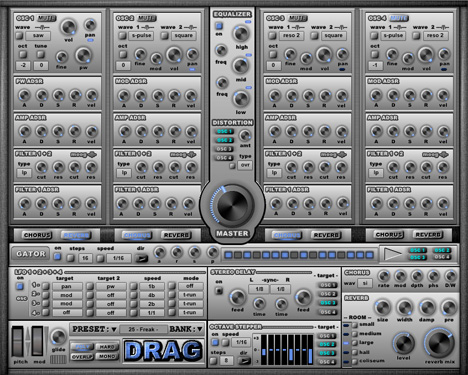 Drag - free 4 osc lead synth plugin