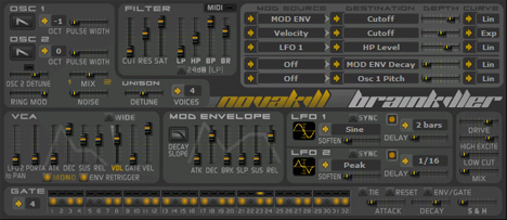 BRAINkILLER - free 2 osc analog synth plugin