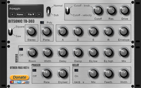 Bitsonic TB-303 - free Roland TB-303 emulation plugin