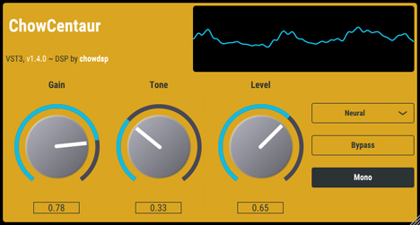 ChowCentaur - free Distortion guitar pedal emulation plugin