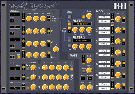 DA-80 - free 4 osc analog synth plugin