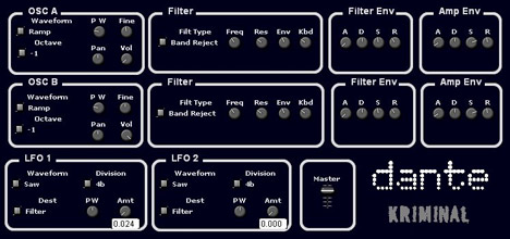 DANTE - free 2 osc poly synth plugin