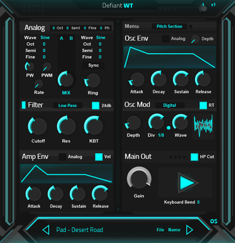 Defiant WT - free Hybrid wavetable synth plugin