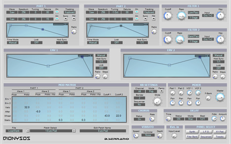 Dionysos - free 32 steps sequencer hybrid synth plugin