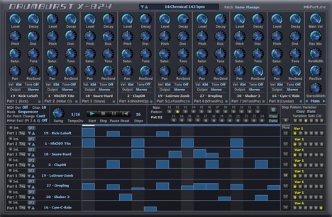 Drumburst X-824 - free 8 parts drum machine plugin