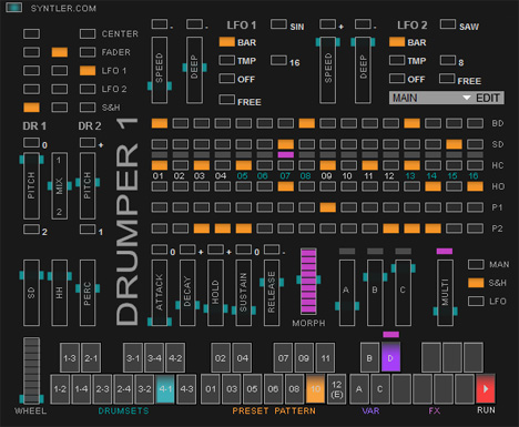 Drumper 1 - free Morphing pattern groovebox plugin