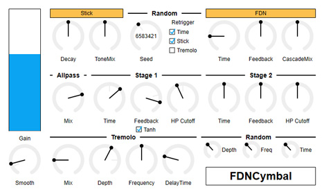 FDNCymbal - free Synthetic cymbal plugin