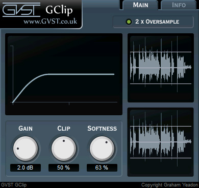 GClip - free Waveshaping signal clipper plugin