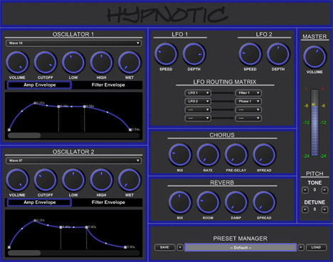Hypnotic - free 2 multi wave osc synth plugin