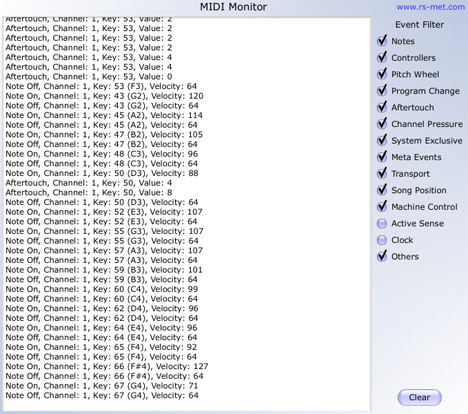 MIDI Monitor - free MIDI monitor  plugin