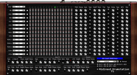 Midinaut Drum Station - free Step sequencer sampler plugin