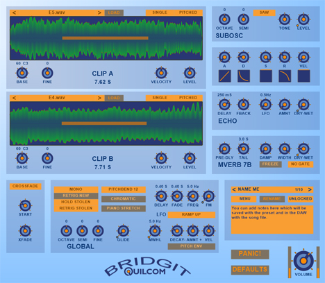 Bridgit - free Crossfading sampler plugin