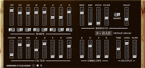 8-Bar - free Vintage drawbar organ plugin