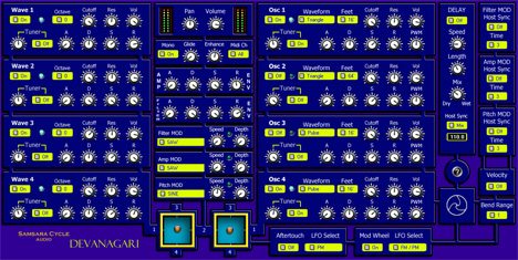 Devanagari  - free 4 waves / 4 osc synth plugin