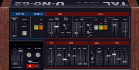 TAL-U-No-62 - free Juno-60 emulation plugin