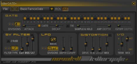 killerGATE+ - free Rhythmic gate plugin