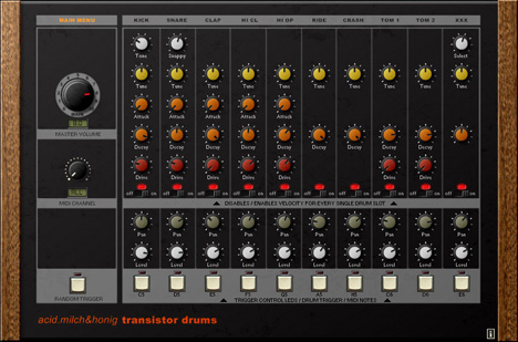 transistor drums - free Sampled analog drums plugin